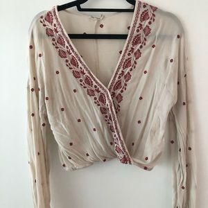 embroidered wrap around top